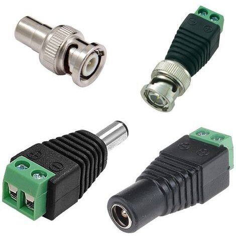 TRADE SHOP - 4x Connettori Adattatori 12v Balun Bnc Jack Rca Per Dvr Sorveglianza Telecamere -   -4X ALIMENTAZIONE MASCHIO    -