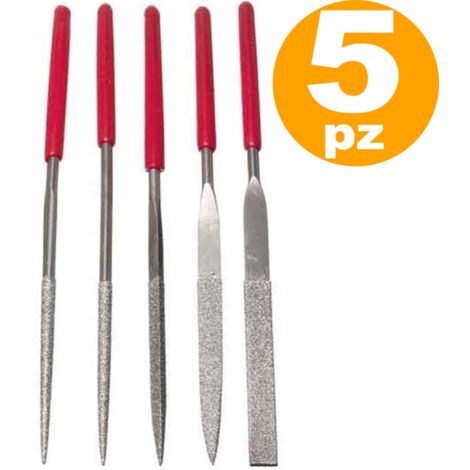 Trade Shop - 5 Lime Ad Ago Manico Gomma 160mm Finitura Perfetta Precisione Metallo Gioielli -