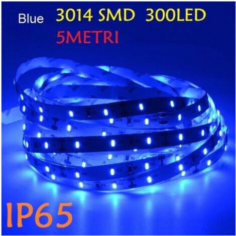 TRADE SHOP - 5 Metri Strip Striscia 300 Led 3014 Smd Per Esterno Ip65 12 V Dc Caldo Freddo - -Blu      -