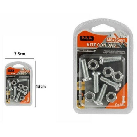 Trade Shop - 5er-Pack Schrauben Schraube mit Muttern M8 x 25 mm Heimwerkerzubehör Kleinteile -