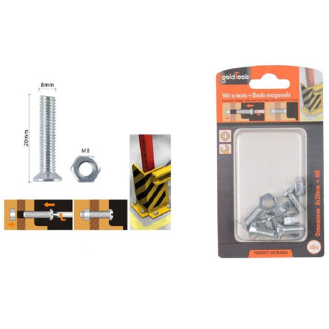 Trade Shop - 5er-Set Schrauben Flache Kreuzschlitzschraube 8x20 mm mit Sechskantmutter M8 90947 -