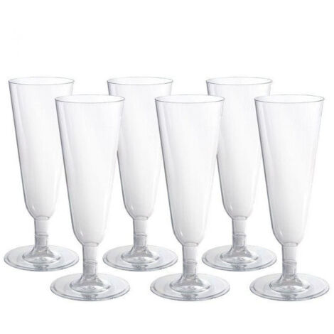 Trade Shop - 6 FLÖTEN TRANSPARENTE KUNSTSTOFF SEKTFLÖTEN WEIHNACHTSFEIER GLÄSER -