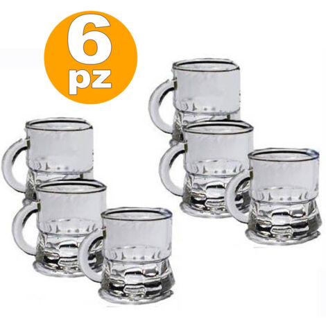 Trade Shop - 6 Gläser aus Alkohol MINI Becher Cicchetto Shot Rum Glase Wodka Chupitos -