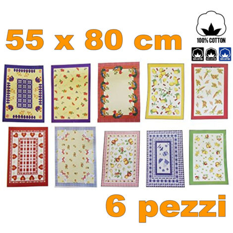 Trade Shop - 6 STROFINACCI COTONE FIBRA NATURA ASCIUGAPIATTI ASCIUGUGA PIATTI CANOVACCIO -