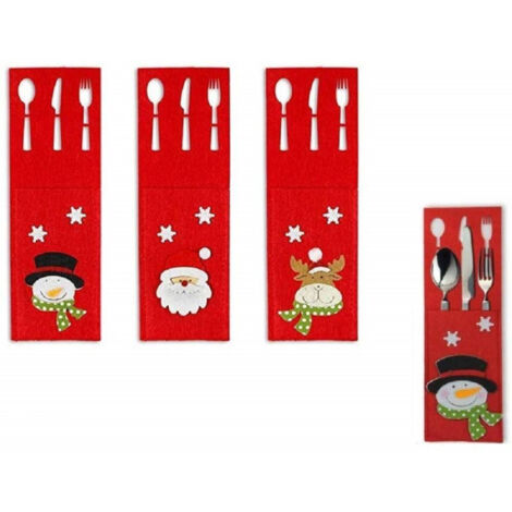 Trade Shop - 6 stücke Rack rot Weihnachten Filz 15x9cm Santa Claus Rentier Puppe Bug Relief -