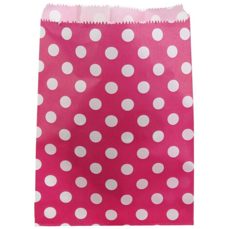 TRADE SHOP - 60 Sacchetti Sacchetto Busta In Carta Rosa Pois 16x13 Cm Confettata Caramelle -