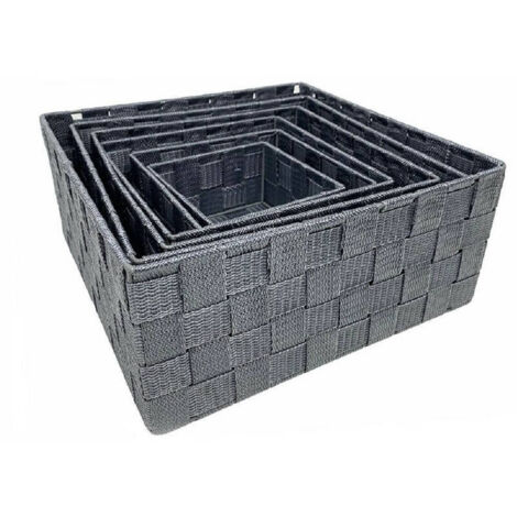 TRADE SHOP - 6pz Scatola In Tessuto Contenitori Organizer Bagno Armadio Cassetti Grigio 79151 -