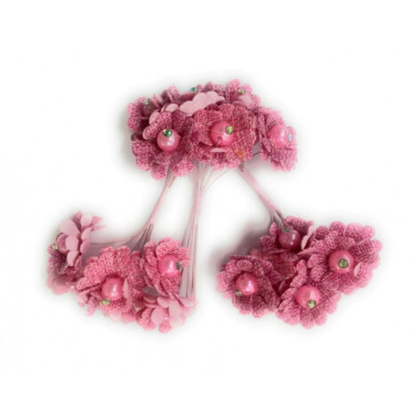 Trade Shop - 72 FIORI ARTIFIKEL ROSA TESSUTUT GLITTER BOCCIOLO FINTE SEGNAPOSTO WEDDING -