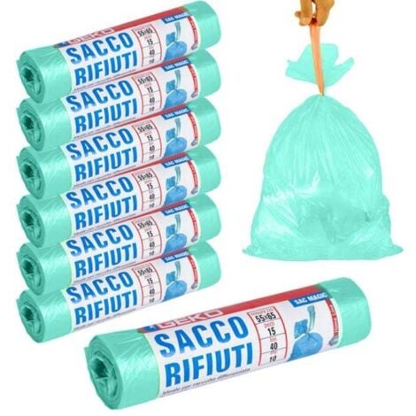 1 Rotolo, JUMPY SAC, 10 Sacchi per Spazzatura, 70x110 Azzurro