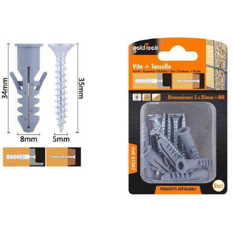 Trade Shop - 8er Set Kreuzschrauben 5x35 mm + Flügeldübel M8 Fischer Dübel 57567 -