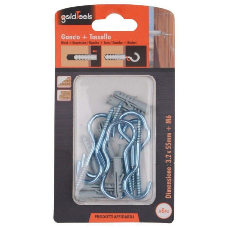 Trade Shop - 8er-Set Schrauben Hakenschraube 3,2x55 mm + Flügeldübel M6 90738 -