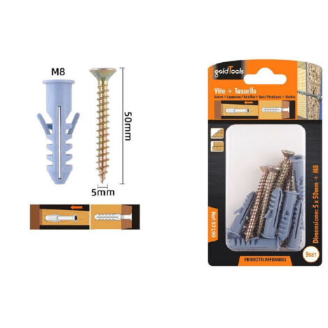 Trade Shop - 9er-Set Schrauben 5 x 50 mm + Flügeldübel M8 Fischer 57199 -