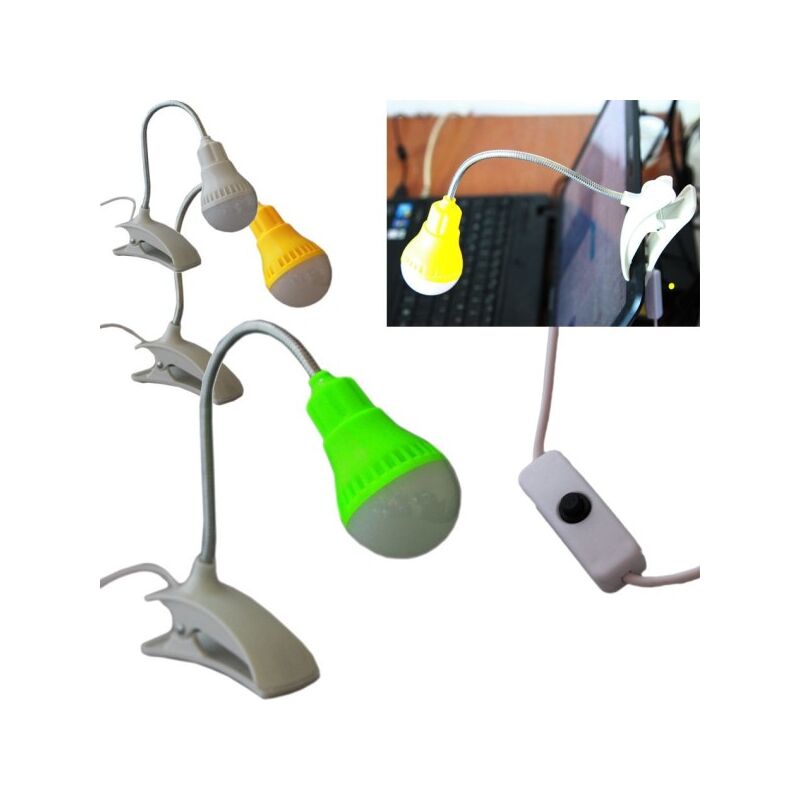 Lampe A Led Avec Clip Pour Pc Ordinateur Portable Lecture Usb Flexible Ajustable