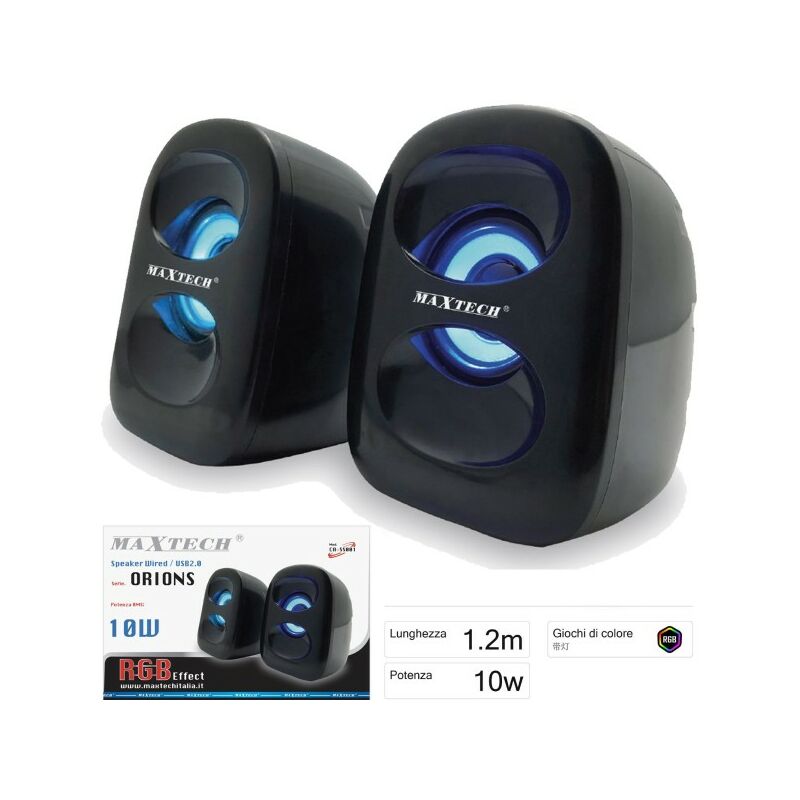Haut-parleurs Pc Audio 10w Avec Lumière Rgb Haut-parleurs Portables Maxtech Ca-ss001
