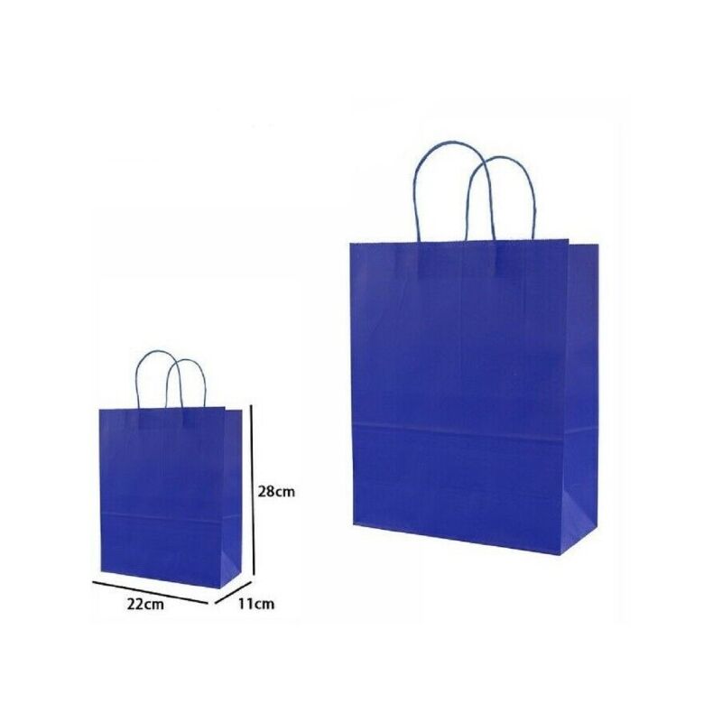 Trade Shop Traesio - set 4 pièces sacs cadeaux sacs en papier bleu 28X22X11 cm 68450