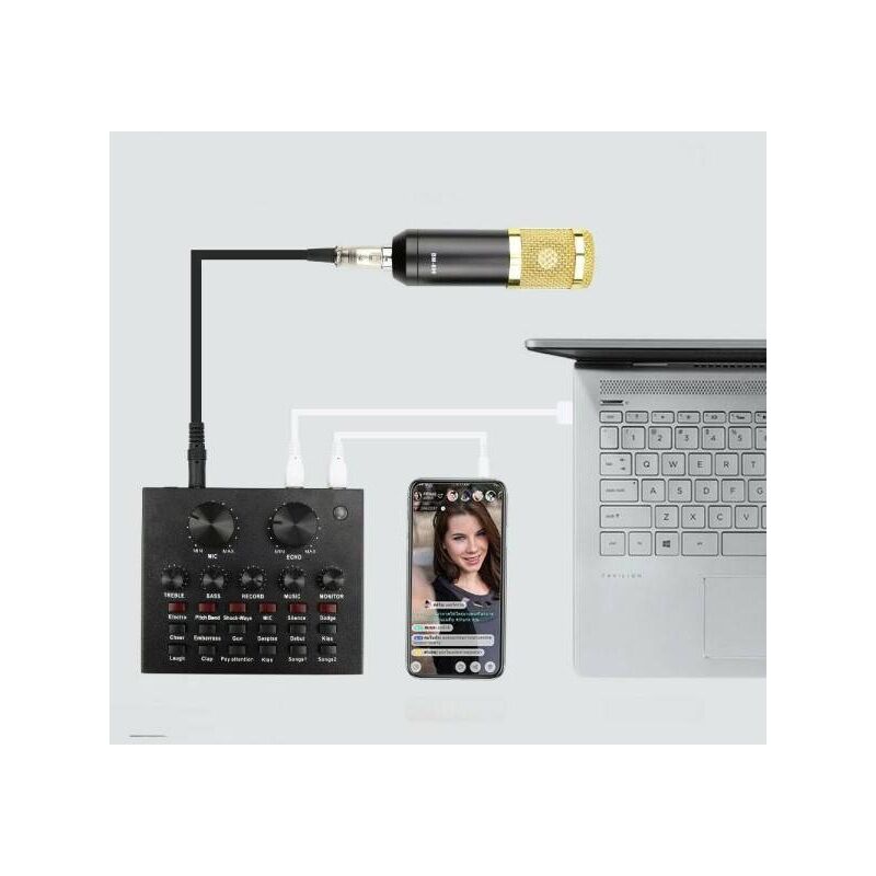 Carte Son Externe Bluetooth Pour Mixage Direct Pc Téléphone Portable En Direct