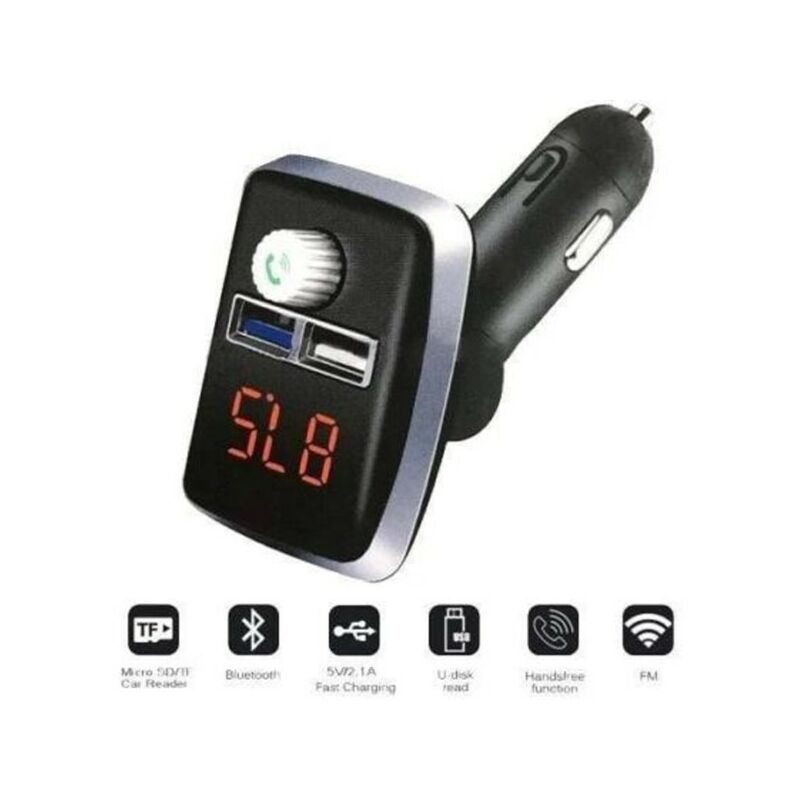 Trade Shop Traesio - Q-b67 Car Bluetooth Fm Transmitter Hands-free Mp3 Player Dual Usb Charger