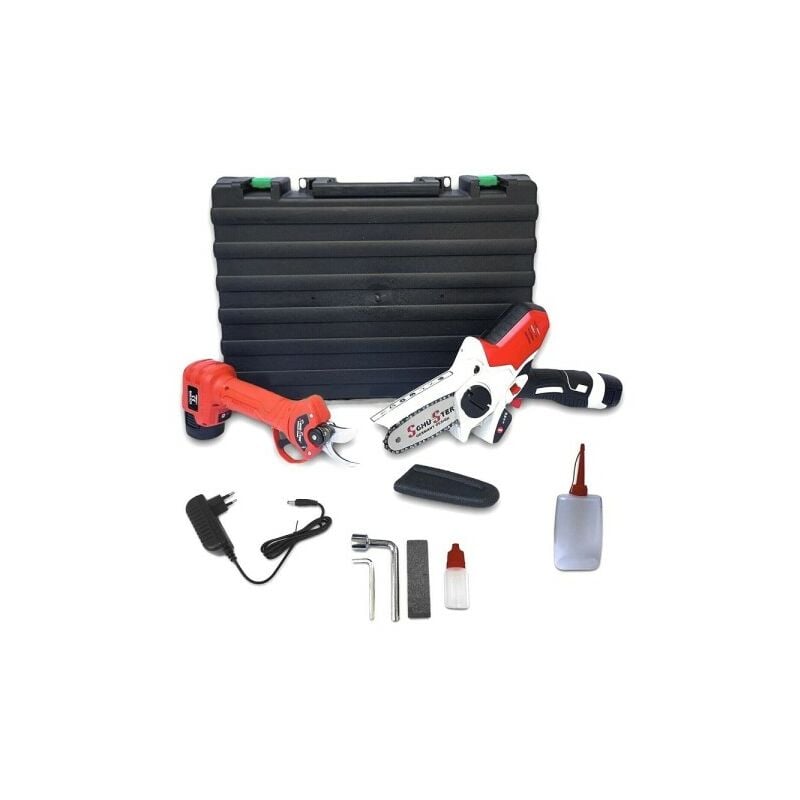 Trade Shop Traesio - Kit Sécateur 2 En 1 Batterie 18v 1.5 Ah Tronçonneuse électrique
