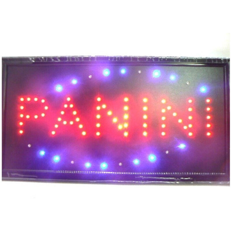 Enseigne Lumineuse Led Avec Ecriture Panini 47.5 X 25 X 2 Cm 220v + Crochets