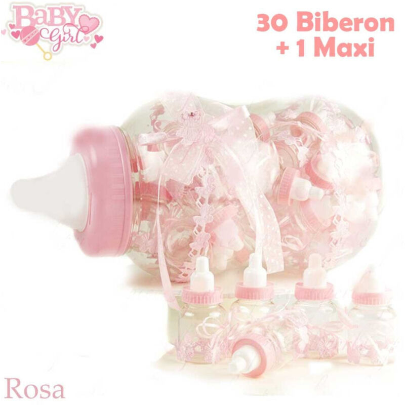 Maxi Biberon Dragées Rose Idée Naissance 30 Pièces Bébé +1 Maxi Baptême