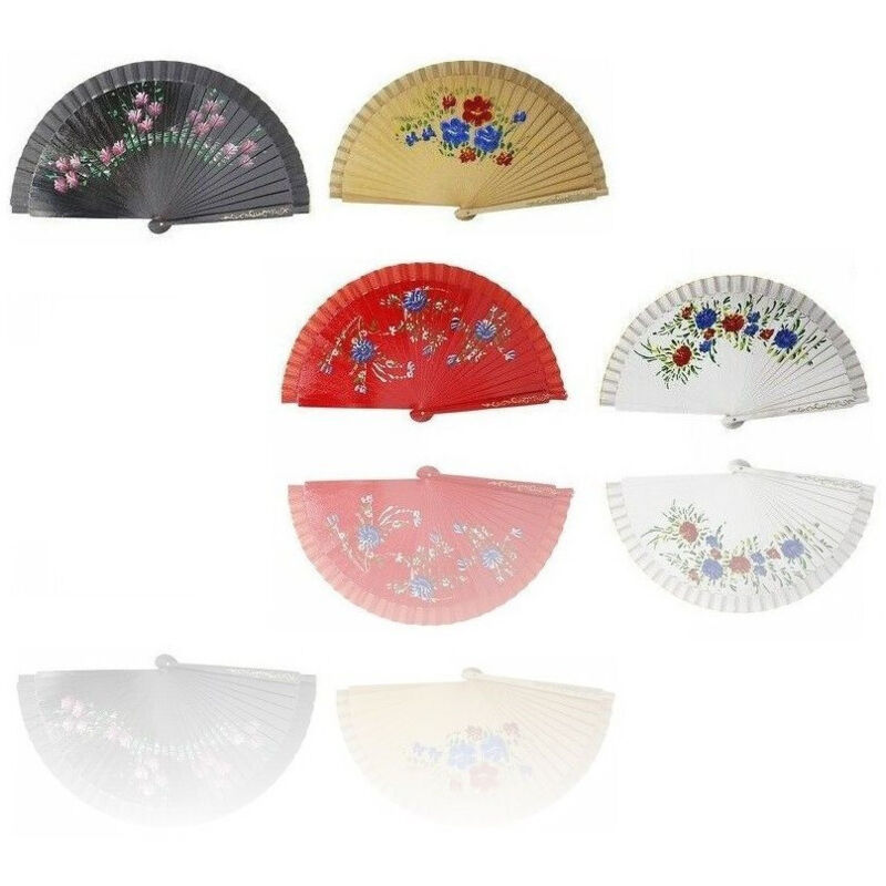 Lot De 12 éventails Fleurs Fantaisie 23x42cm Gadget Chaud D'été