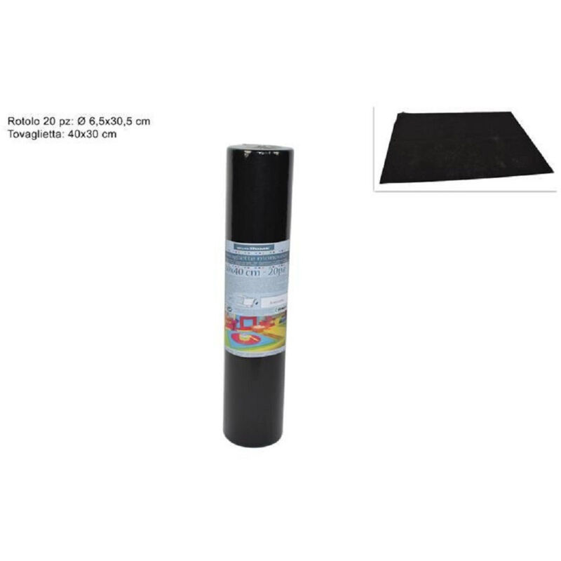 Lot De 20 Nappes Et Serviettes De Table Avec Chemin De Table Déchirable Tnt Roller 30 X 40 Cm Noir