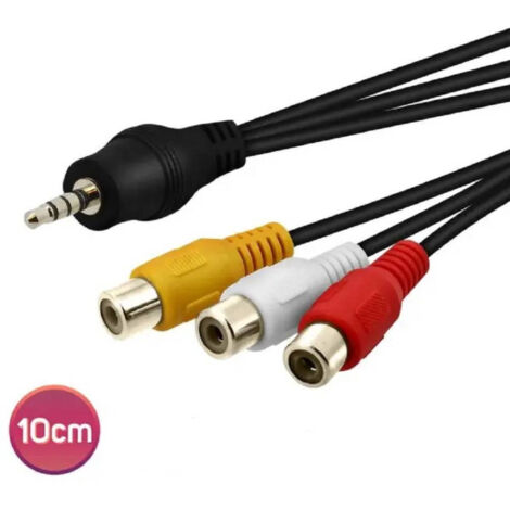 Trade Shop - ACVO ADATTATORE AUDIO VIDEO DA JACK 3.5MM MASCHIO A 3X RCA FEMMINA 10CM AV-3RCA -