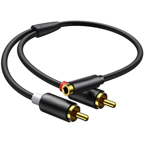 Trade Shop - ACVO AUDIO STEREO AUX JACK 3.5MM FEMMINA TO 2XRCA MASCHIO 15CM RCA-A01 -