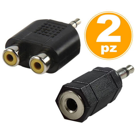 Trade Shop - Adaptador Audio Jack A 2 Jack Hembra Rca + Jack Macho A Coax Hembra -