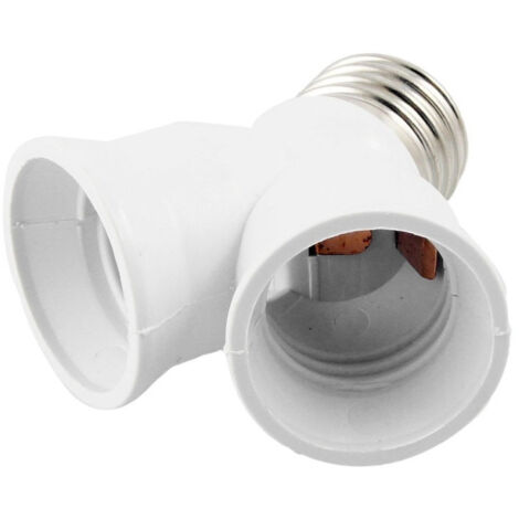 Trade Shop - Adaptador Divisor Portalámparas Conector E27 A 2 Casquillos E27 Casquillo Blanco -