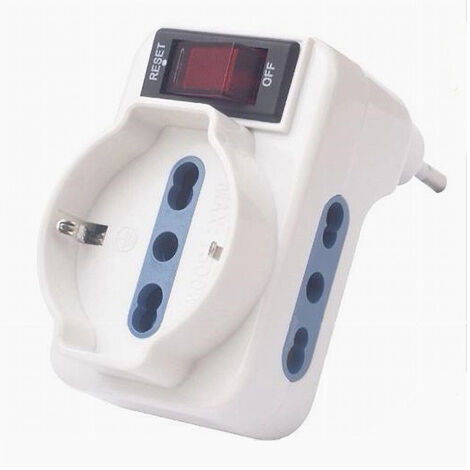 Trade Shop - ADAPTER MIT SCHALTERSTECKER 10A 2 BYPASS 10/16A 1 UNIVERSALSTECKDOSE 10/16A 83055N -