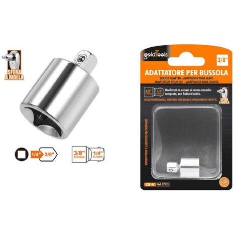 Trade Shop - Adattatore Attacco Quadrato 1/4" Per Chiavi A Bussola 3/8" Sfera A Molla 57215 -