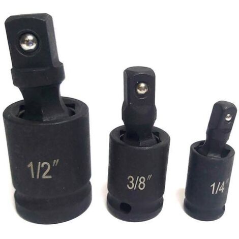 Trade Shop - Adattatore Chiave Bussola Cricchetto Set 3pz Riduttori 1/2 1/4 3/8 Snodo Sferico -