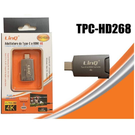Trade Shop - Adattatore Da Type-c Connettore Maschio A Hdmi 4k Femmina Ultra Hd Pc Tpc-hd268 -