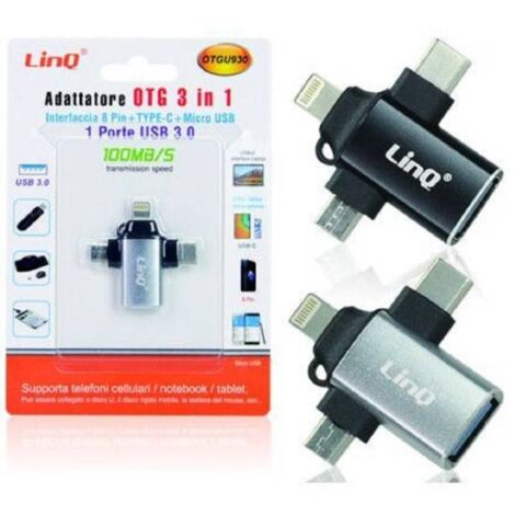 Adattatore audio USB Tipo C verso Jack 3.5mm Femmina LinQ - Nero