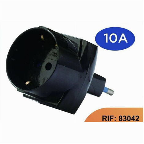 Trade Shop - Adattatore Spina 2p+t 10a 2 Presa 10a 2p+t 1 Presa Ita 10a/schuko 16a Nero 83042 -
