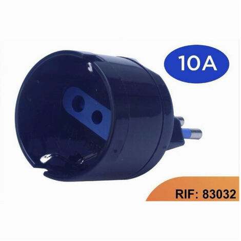Trade Shop - Adattatore Spina Elettrica 2p+t 10a Schuko Standard Italiano-tedesco Nero 83032 -