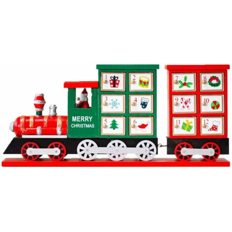 Trade Shop - ADVENTSKALENDER WEIHNACHTSZUG AUS HOLZ 24 SCHUBLADEN WEIHNACHTSDEKORATION -