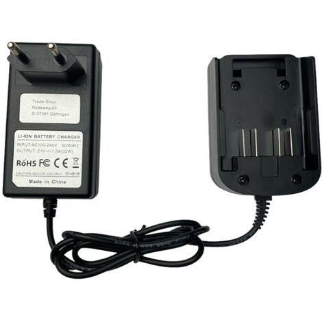 Trade-Shop Akku Ladegerät 21V 1,5A inklusive Netzteil für 18V / 20V Li-Ion Akkus kompatibel mit Worx WA3401, WA3593, WA3595, WA3596, WA3016, WA3027