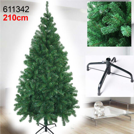 TRADE SHOP - Albero Di Natale 210cm Super Folto Effetto Pino Verde 1200 Rami Con Base A Croce -