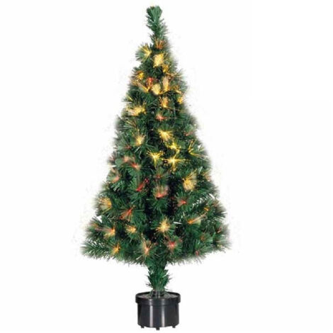 Trade Shop - Albero Di Natale A Fibra Ottica 100 Punte Christmas Tree Luci Natale 90cm Verde -