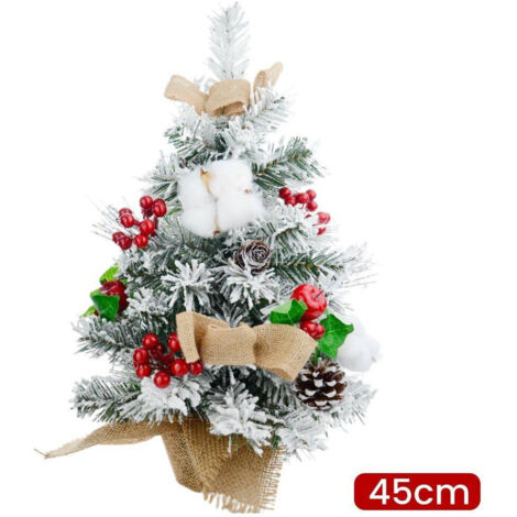 TRADE SHOP - Albero Di Natale Effetto Innevato Dim. 45 Cm Con Decori Pigne Fiocchetti Neve -