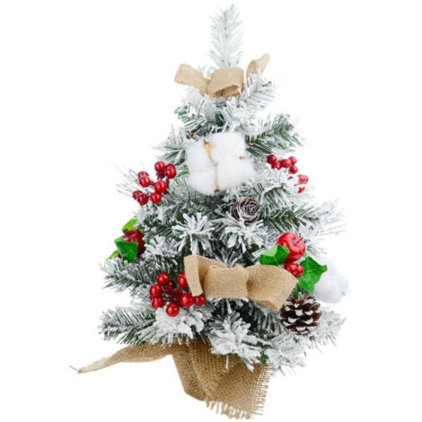 TRADE SHOP - Albero Di Natale Effetto Innevato Dim. 60 Cm Con Decori Pigne Fiocchetti Neve -