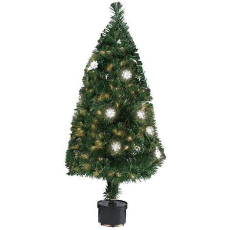 Trade Shop - Albero Di Natale Fibra Ottica Flower 90cm 100 Punte Con 12 Fiori Colore Verde -