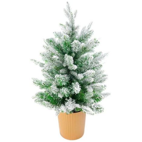 TRADE SHOP - Albero Di Natale Mini Effetto Innevato Dim. 60 Cm Sintetico Alberello Con Vaso -