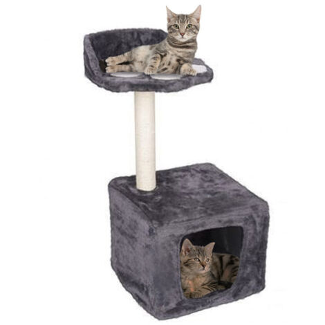 TRADE SHOP - Albero Palo Tiragraffi Gatti Con Cuccia E Piattaforma 68x30cm Peluche E Sisal -