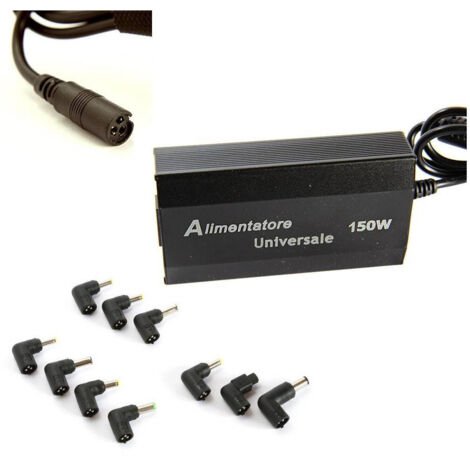 TRADE SHOP - Alimentatore Universale 150w Pc Laptop Usb Ufficio Casa Notebook 10 Adattatori -