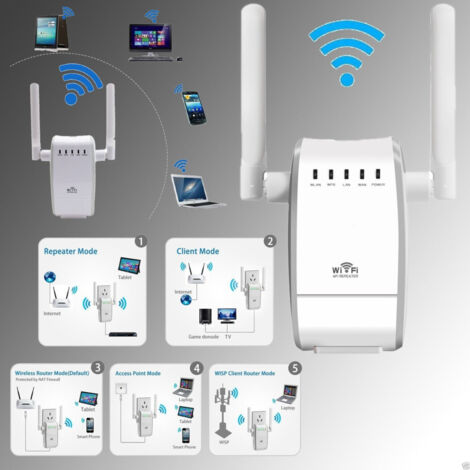 TRADE SHOP - Amplificatore Segnale Router 300mbps 2.4ghz Wps Wi-fi Extender B/g/n Ap 802.11n -