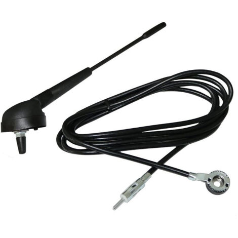 TRADE SHOP - Antenna Per Autoradio 19 Cm Per Tetto Auto Con Cavo Da 2.3 Mt Spina Din Plug -
