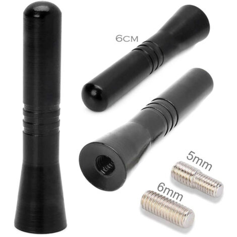 Trade Shop - ANTENNA UNIVERSALE MINI 6 CM CORTA AM FM COLORE NERO PER AUTORADIO RADIO DAB -